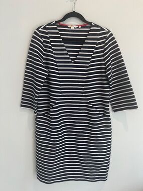 Boden Bronte Ottoman Striped Dress Navy White Size 12 EUC